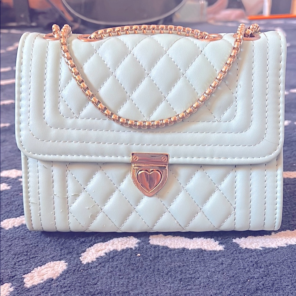 Quilted Chain Shoulder Bag - Mint Green